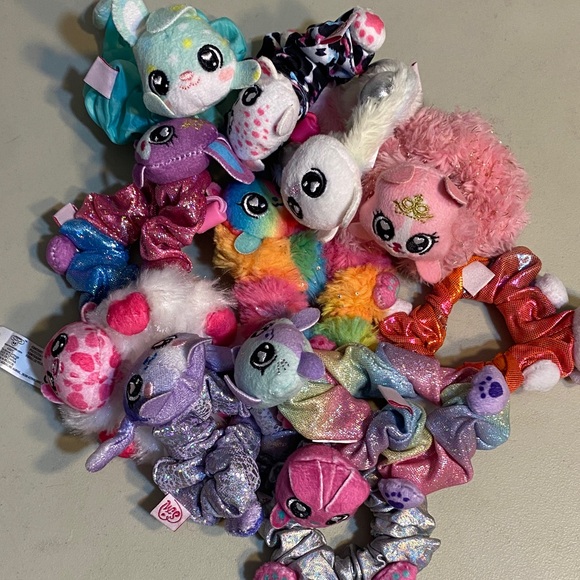 Squishmallows Plush Character Scrunchies - Rainbow, Pink, Purple, Blue, White - Picture 2 of 2